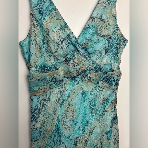 Sheri Marti VTG Y2K Paisley 10 Flare Hem Metallic Blue Empower waist Midi Dress - Picture 4 of 15